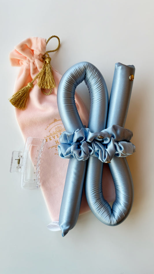 Rizadora XXL BLOWOUT sin Calor, elásticos en Seda Natural Azul Bebé