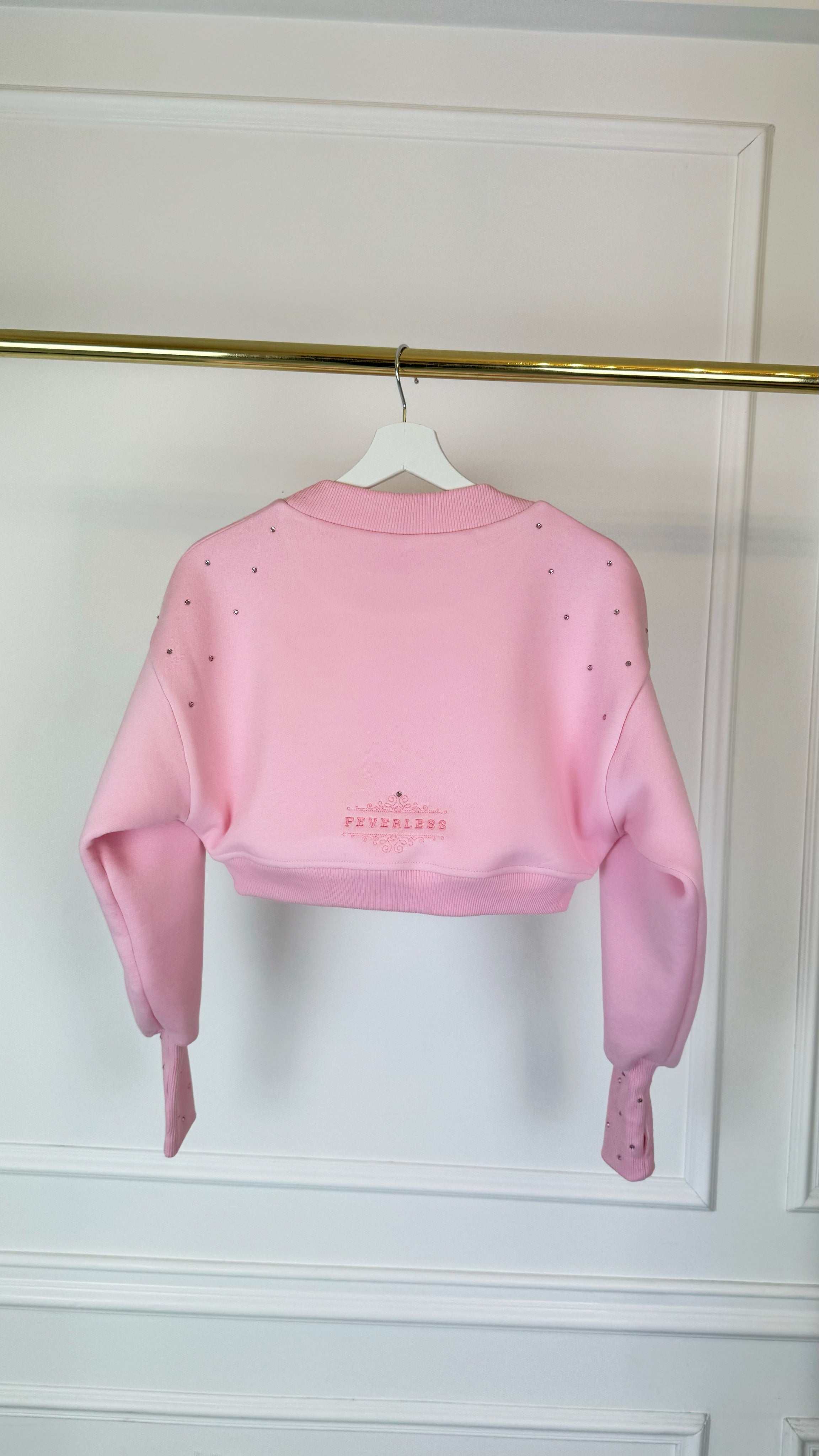 Bluză BLUSH CU CRISTALE cu Satin la interior Cropped BABY PINK Bluză BLUSH CU CRISTALE cu Satin la interior Cropped BABY PINK
