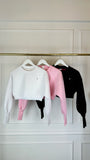 Blouse "BLUSH" WITH CRYSTALS with Satin lining Cropped WHITE Blouse "BLUSH" WITH CRYSTALS with Satin lining Cropped WHITE