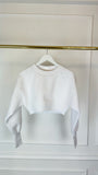 Blouse "BLUSH" WITH CRYSTALS with Satin lining Cropped WHITE Blouse "BLUSH" WITH CRYSTALS with Satin lining Cropped WHITE