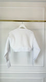 Blouse "BLUSH" WITH CRYSTALS with Satin lining Cropped WHITE Blouse "BLUSH" WITH CRYSTALS with Satin lining Cropped WHITE