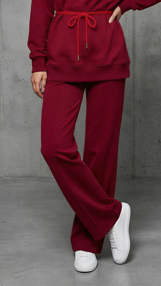 Pantalones "ERIA 330" Algodón Rectos y Anchos WINE