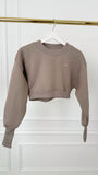 Cropped Blouse WITH CRYSTALS with Satin Lining – GREIGE Cropped Blouse WITH CRYSTALS with Satin Lining – GREIGE