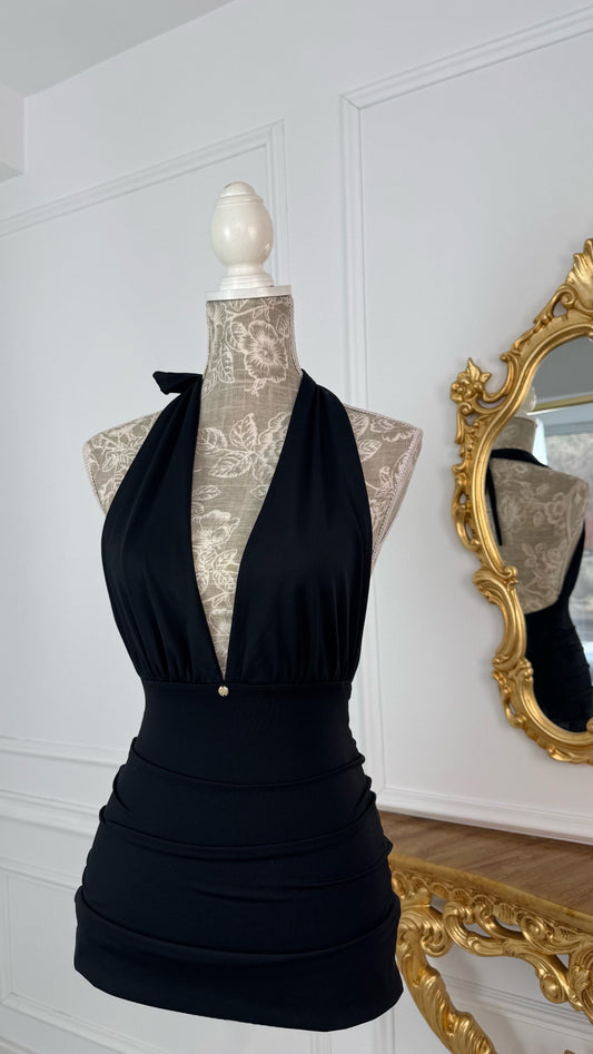 Krátké elastické šaty "Gaia" ČERNÉ