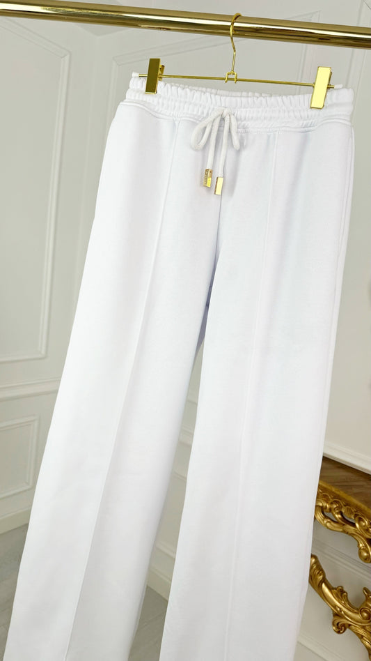 Set 2 Pieces "Eria 500" Backless Blouse + Long Straight Cotton Pants WHITE