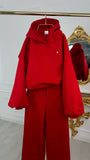 2-Piece Set: "Blush" Open-Back Hoodie + Straight Pants RED 2-Piece Set: "Blush" Open-Back Hoodie + Straight Pants RED
