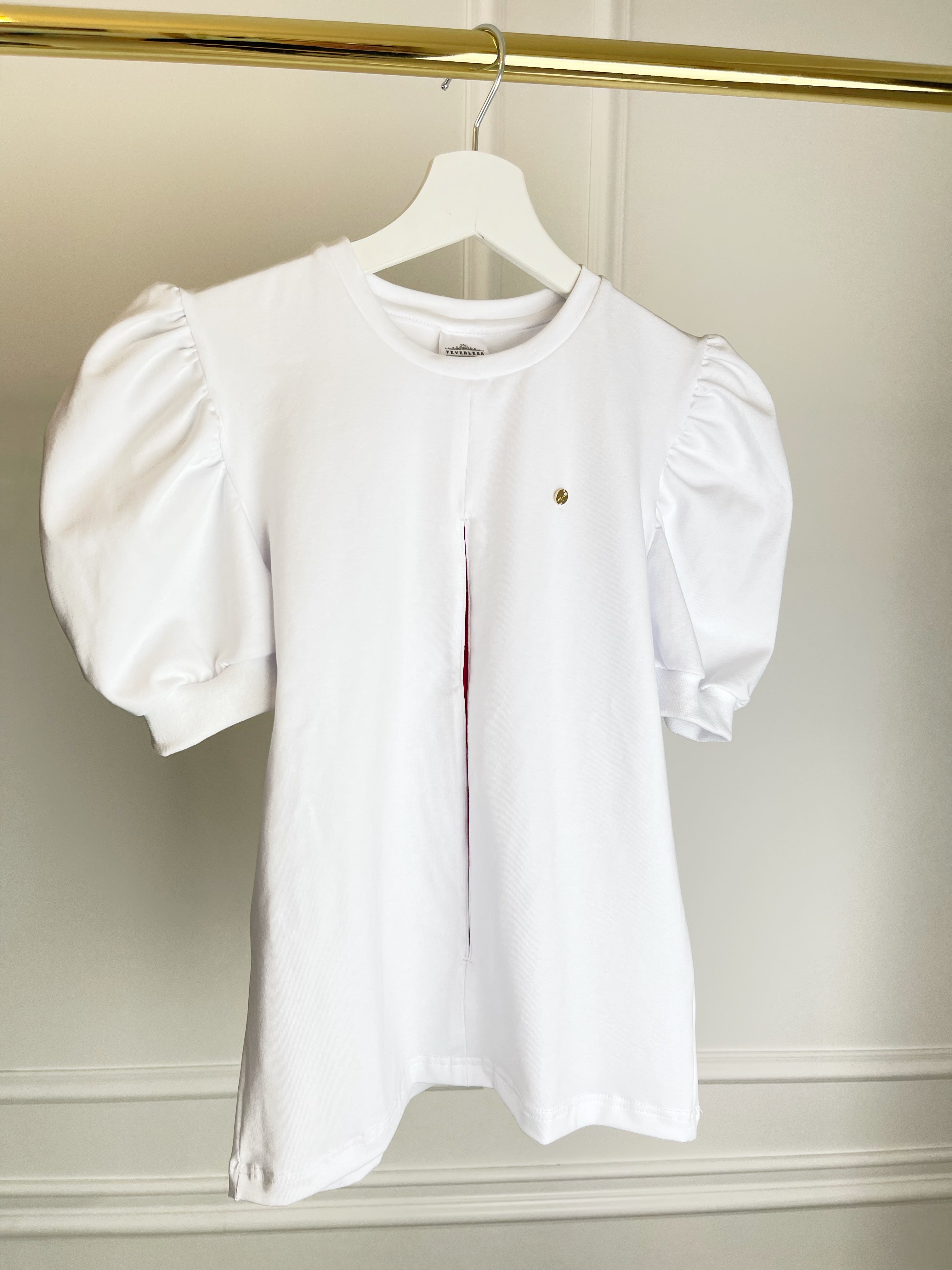Camiseta Doll Corta "Split" con mangas abullonadas Blanca Camiseta Doll Corta "Split" con mangas abullonadas Blanca