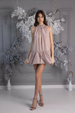 OUTLET Vestido corto "Baby Doll" sin arrugas en tafetán suelto, Rosa Polvo OUTLET Vestido corto "Baby Doll" sin arrugas en tafetán suelto, Rosa Polvo