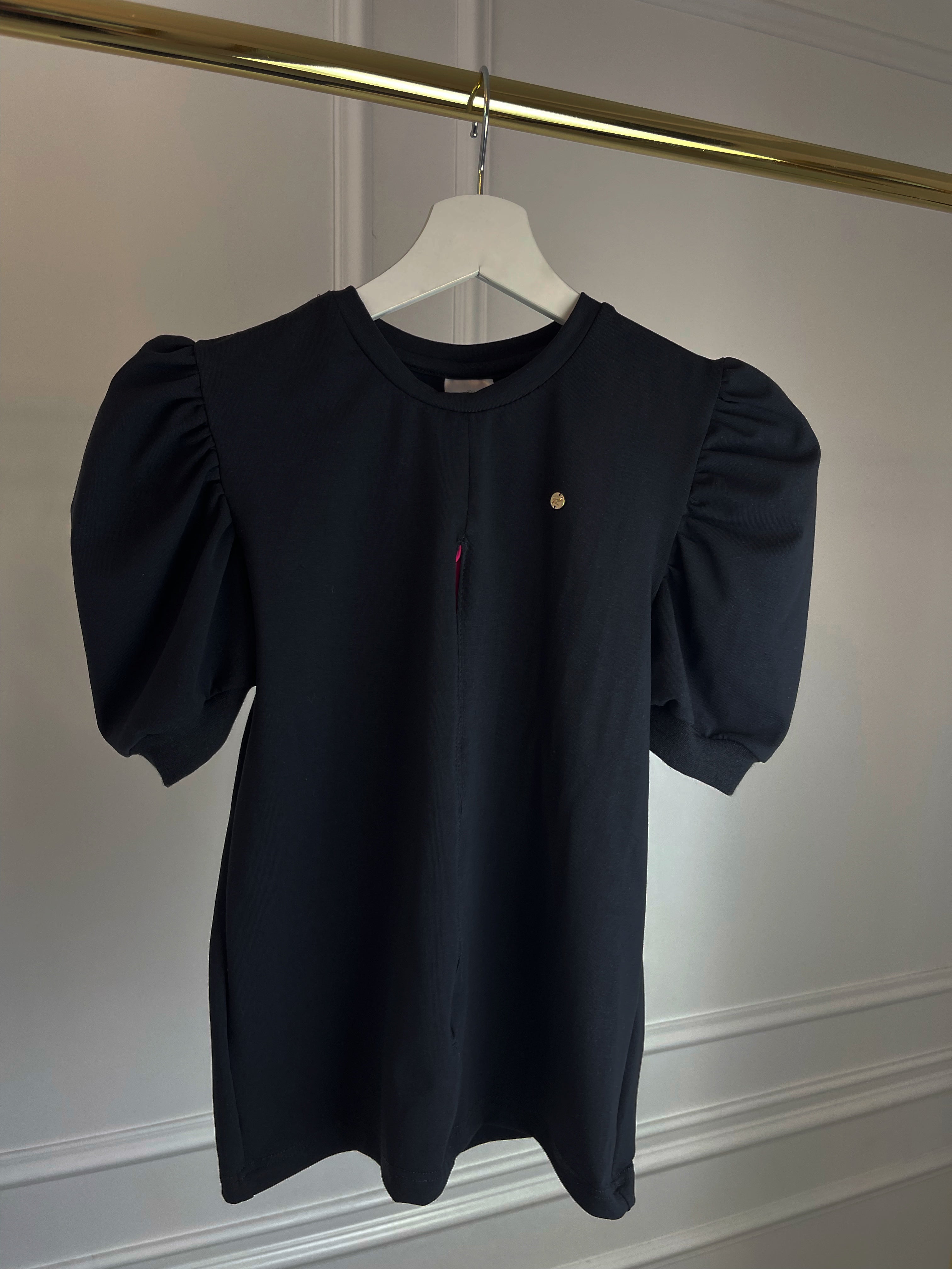 Doll "Split" Short T-shirt with Puffed Sleeves Black Doll "Split" Short T-shirt with Puffed Sleeves Black