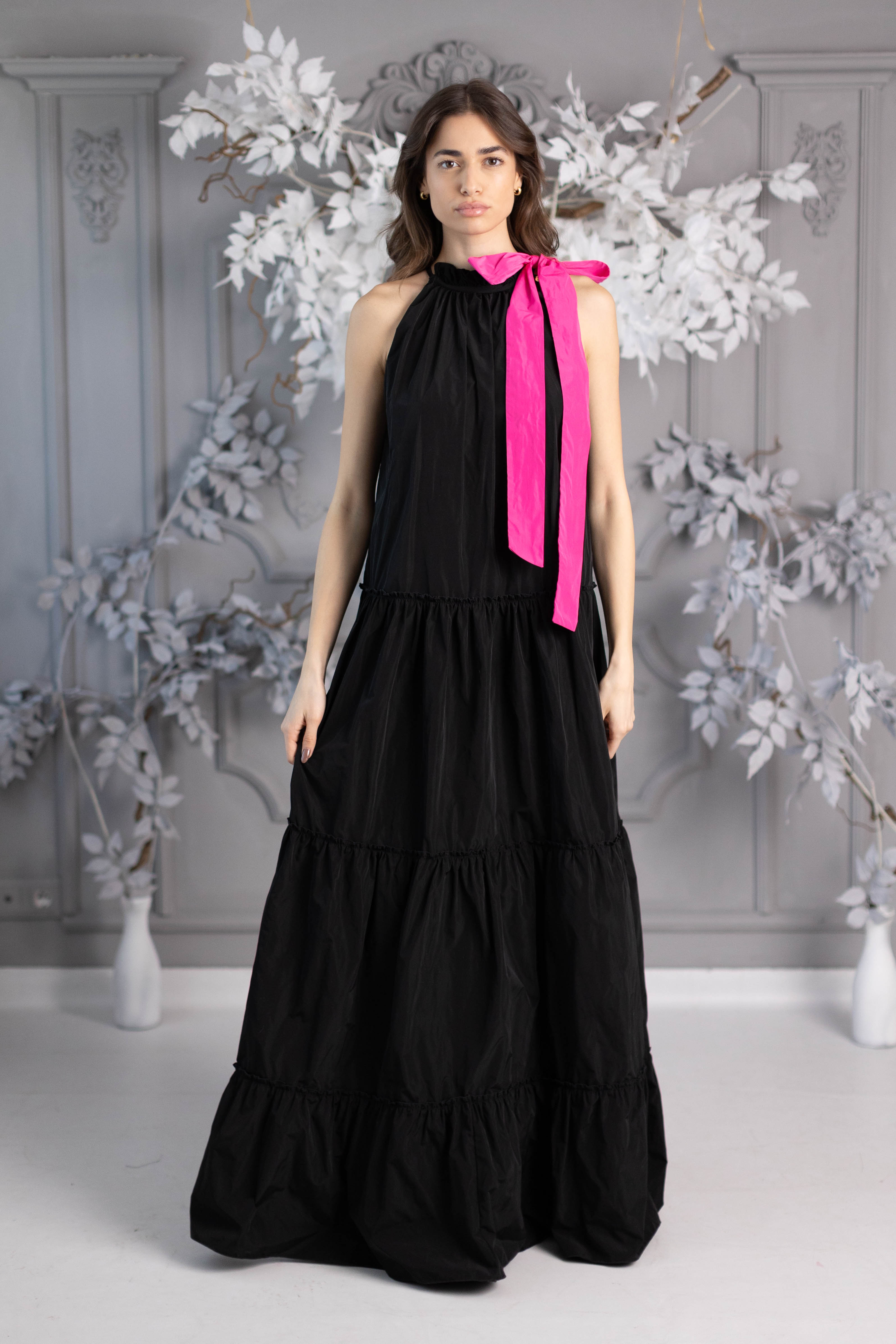 Rochie Lungă " Baby Doll " neșifonabilă din tafta fâșoasă Negru Rochie Lungă " Baby Doll " neșifonabilă din tafta fâșoasă Negru