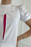 Camiseta Doll Corta "Split" con mangas abullonadas Blanca Camiseta Doll Corta "Split" con mangas abullonadas Blanca
