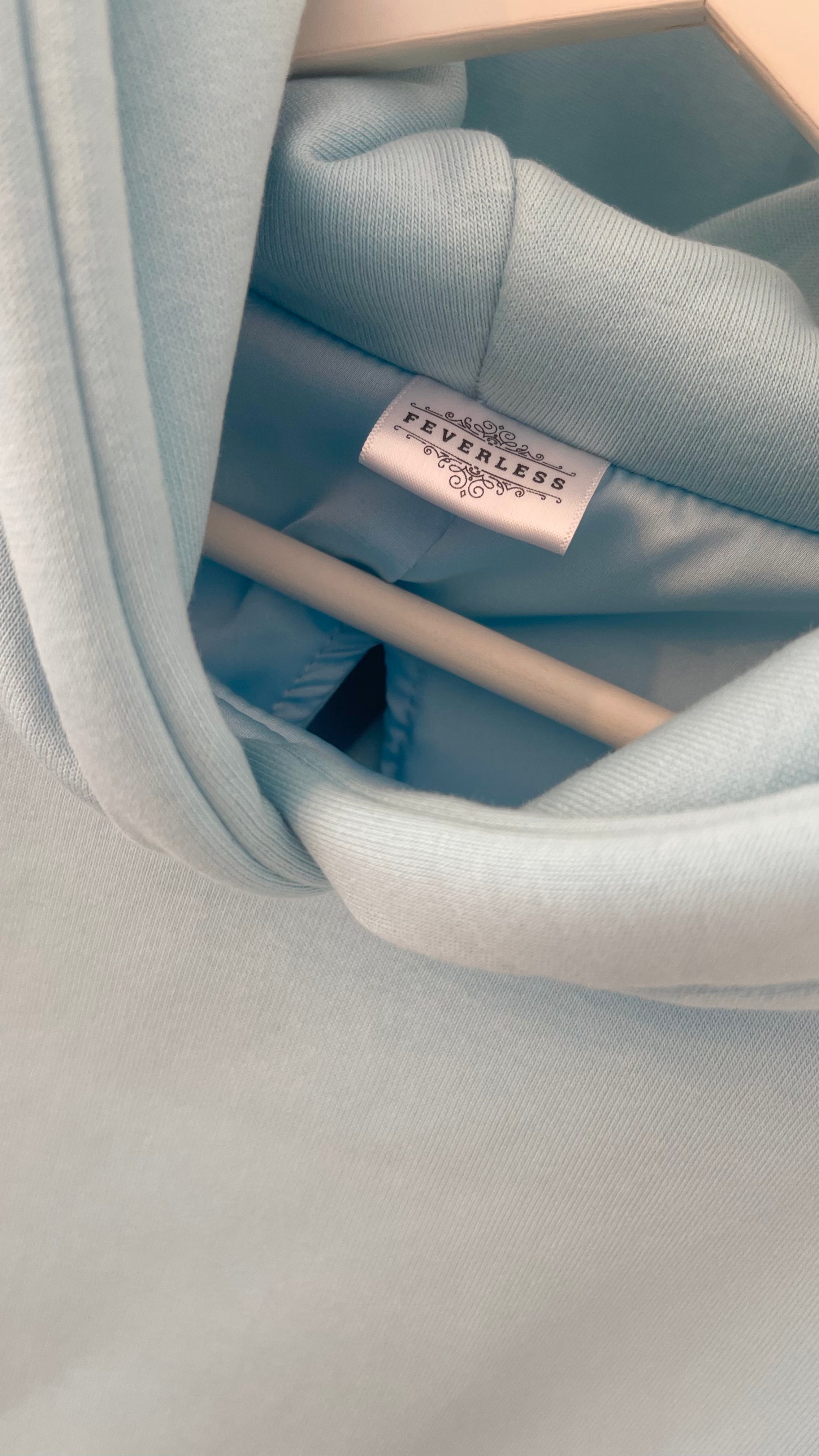 "Blush" Hoodie  with Open Back and Bell Sleeves Baby Blue "Blush" Hoodie  with Open Back and Bell Sleeves Baby Blue