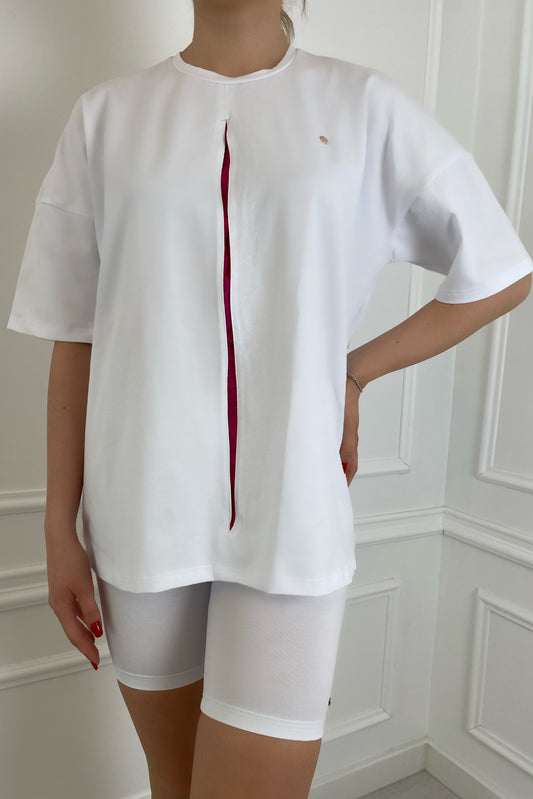 High-Waisted White Cotton Shorts