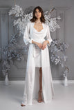 OUTLET Long Satin Robe "Wave" White OUTLET Long Satin Robe "Wave" White