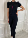 Doll "Split" Short T-shirt with Puffed Sleeves Black Doll "Split" Short T-shirt with Puffed Sleeves Black