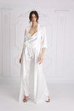 OUTLET Long Satin Robe "Wave" White OUTLET Long Satin Robe "Wave" White