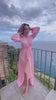 Halat satin Wave lung mânecă lungă evazată Baby Pink Halat satin Wave lung mânecă lungă evazată Baby Pink