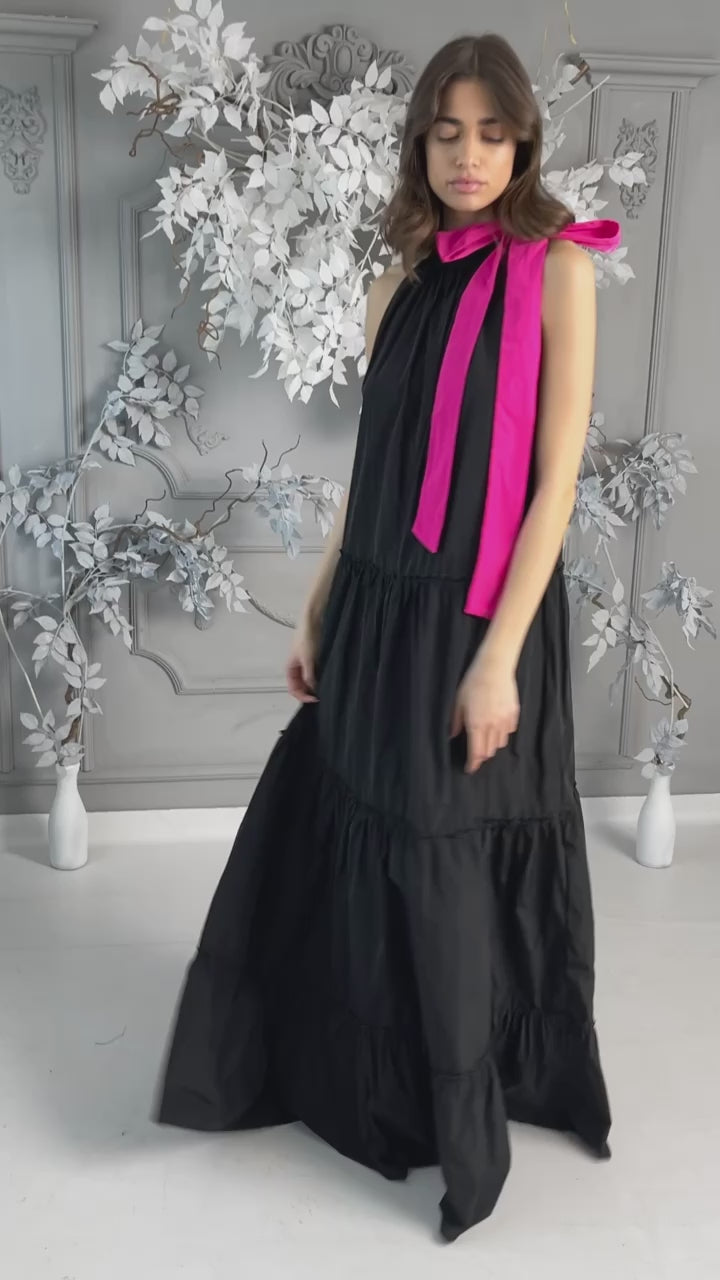 Rochie Lungă " Baby Doll " neșifonabilă din tafta fâșoasă Negru Rochie Lungă " Baby Doll " neșifonabilă din tafta fâșoasă Negru