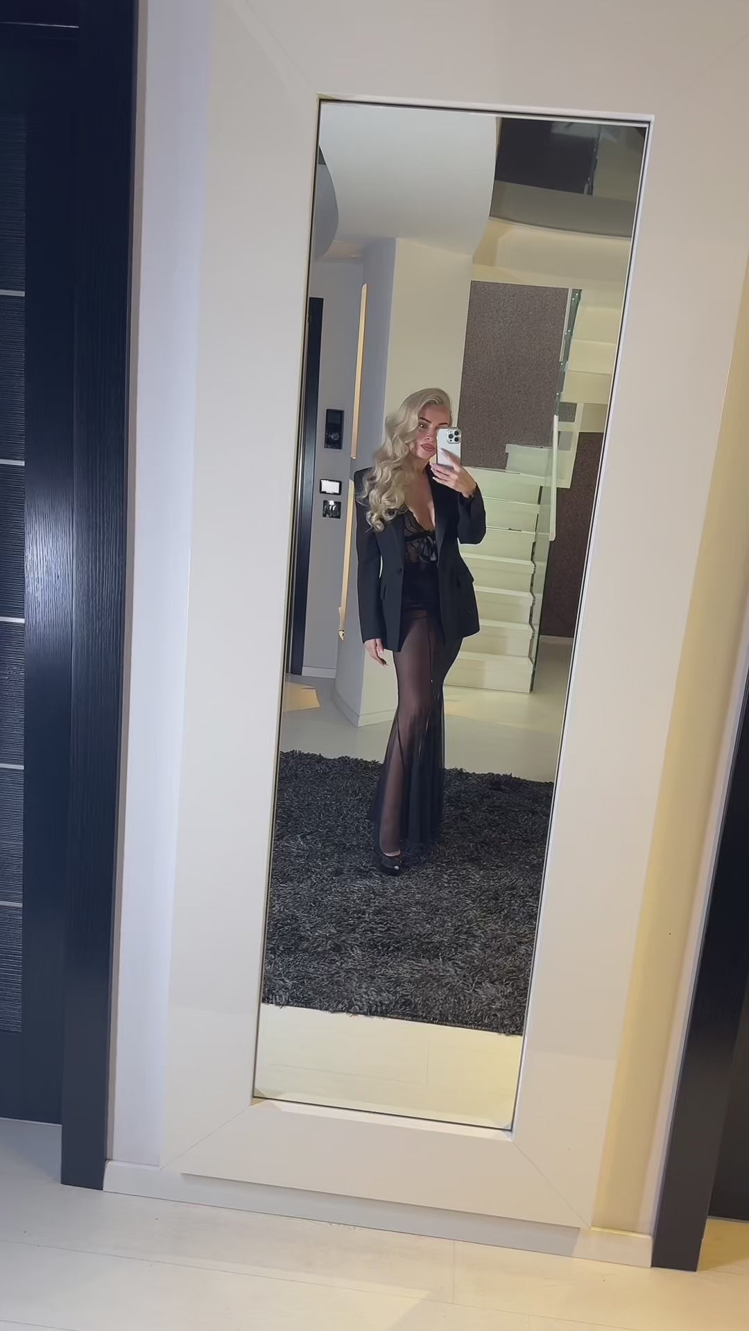 Long Flared Skirt with Elastic Tulle BLACK Long Flared Skirt with Elastic Tulle BLACK