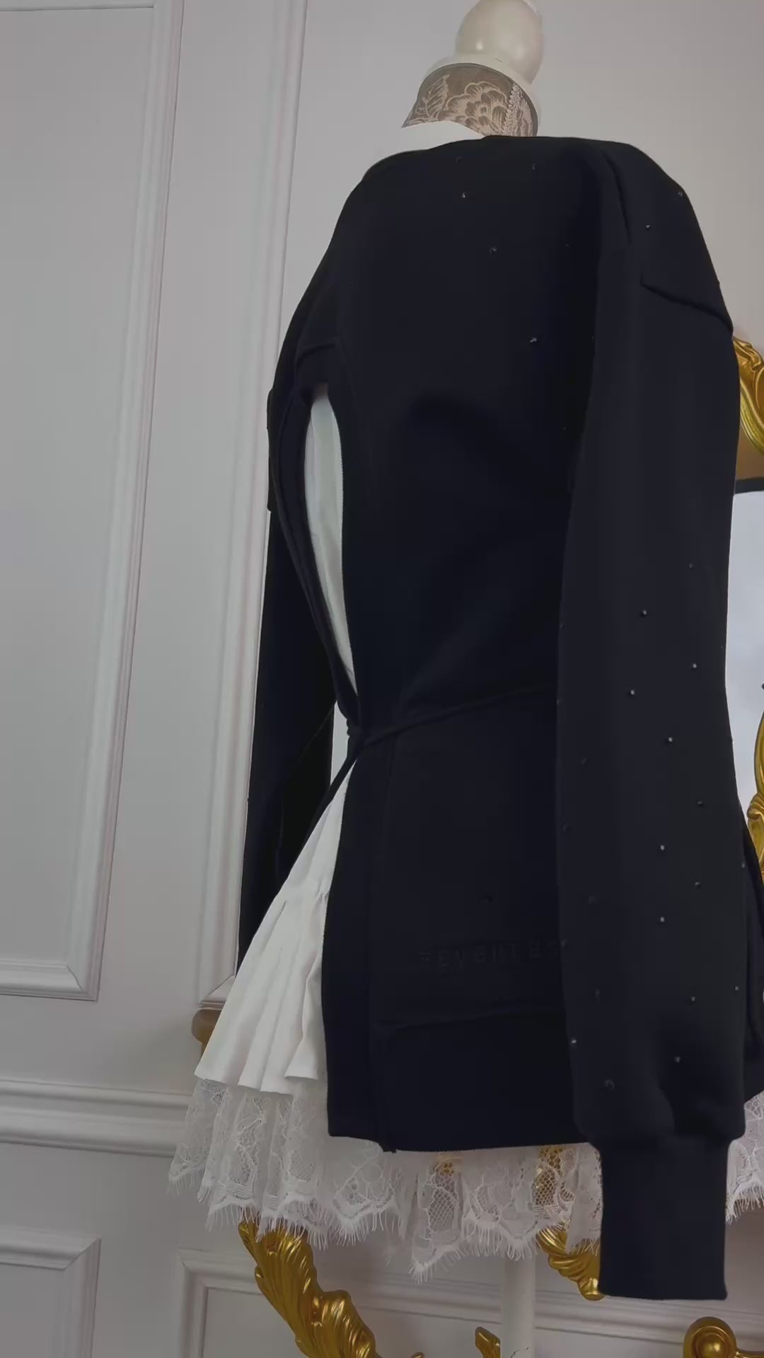 "Eria 500" CRYSTALS Backless Black Blouse "Eria 500" CRYSTALS Backless Black Blouse