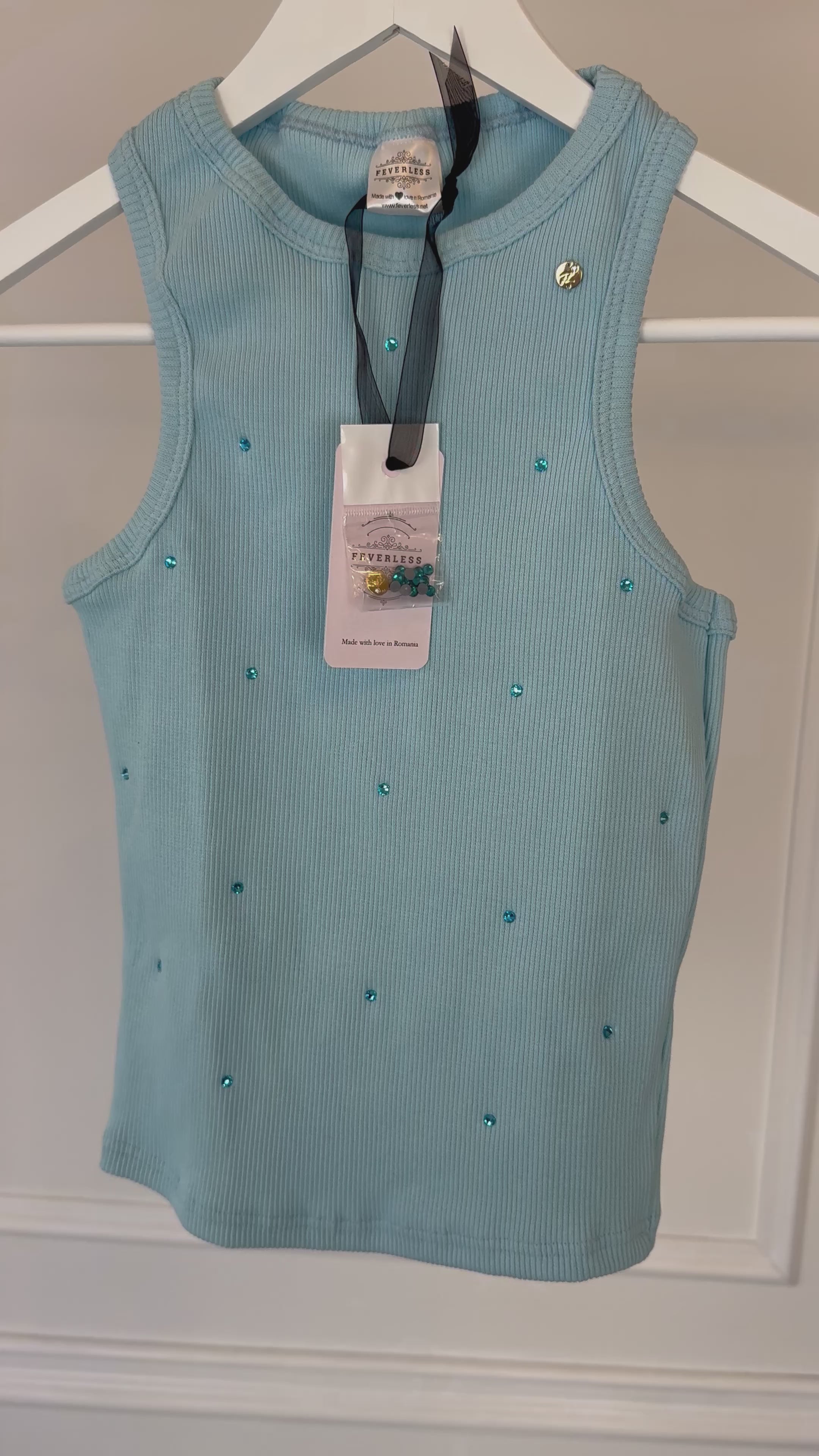 Ribbed TOP with CRYSTALS – BABY BLUE Ribbed TOP with CRYSTALS – BABY BLUE