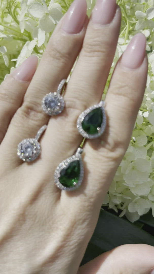Cercei "Emerald Drop" din Argint Rodinați Cercei "Emerald Drop" din Argint Rodinați