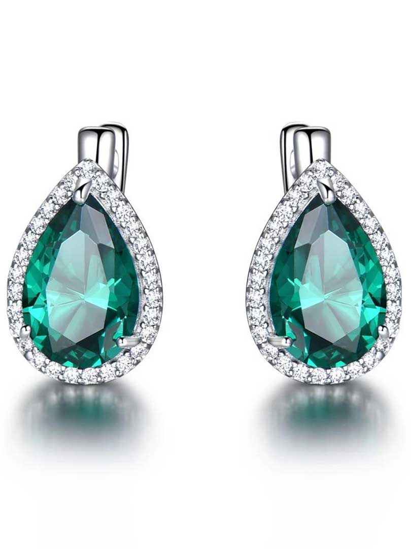 Cercei Emerald Drop din Argint Rodinați Cercei Emerald Drop din Argint Rodinați