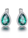 Cercei Emerald Drop din Argint Rodinați Cercei Emerald Drop din Argint Rodinați