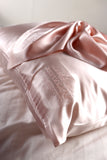 SET of 2 FeverLess Embroidered Pillowcases, made of Natural Mulberry Silk with Light Pink Zipper SET of 2 FeverLess Embroidered Pillowcases, made of Natural Mulberry Silk with Light Pink Zipper