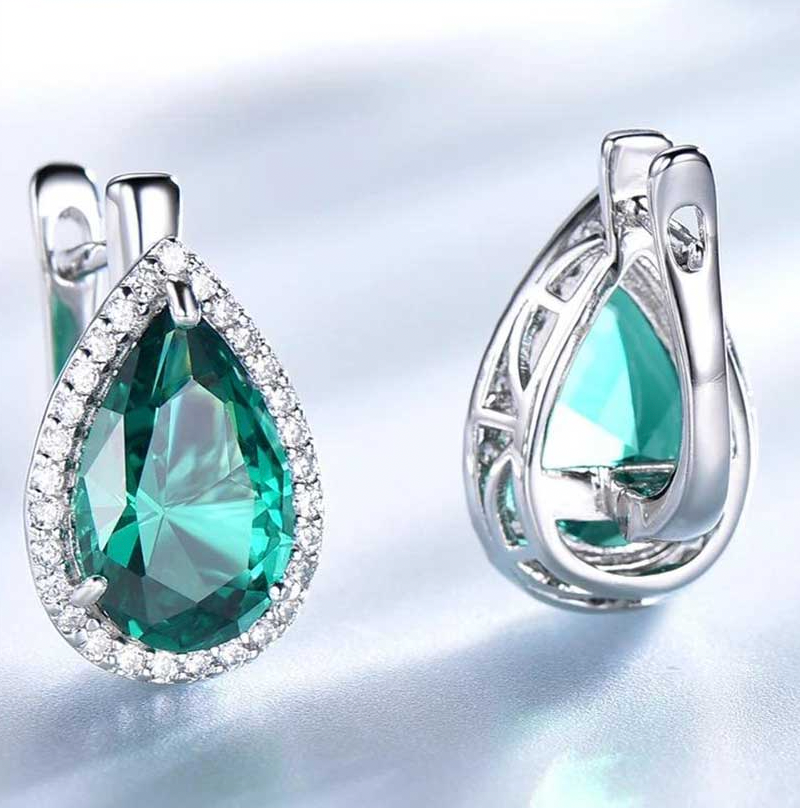 Cercei "Emerald Drop" din Argint Rodinați Cercei "Emerald Drop" din Argint Rodinați