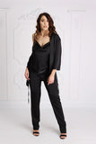 Set Black Satin Wave Long Pants + Top Set Black Satin Wave Long Pants + Top
