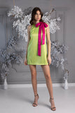 Vestido Corto Tafetán Línea A Verde Lima Vestido Corto Tafetán Línea A Verde Lima