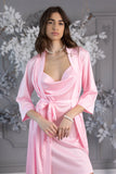 Halat satin Wave lung mânecă lungă evazată Baby Pink Halat satin Wave lung mânecă lungă evazată Baby Pink