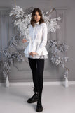 Camisa de algodón W. con volantes y encaje Blanco Camisa de algodón W. con volantes y encaje Blanco