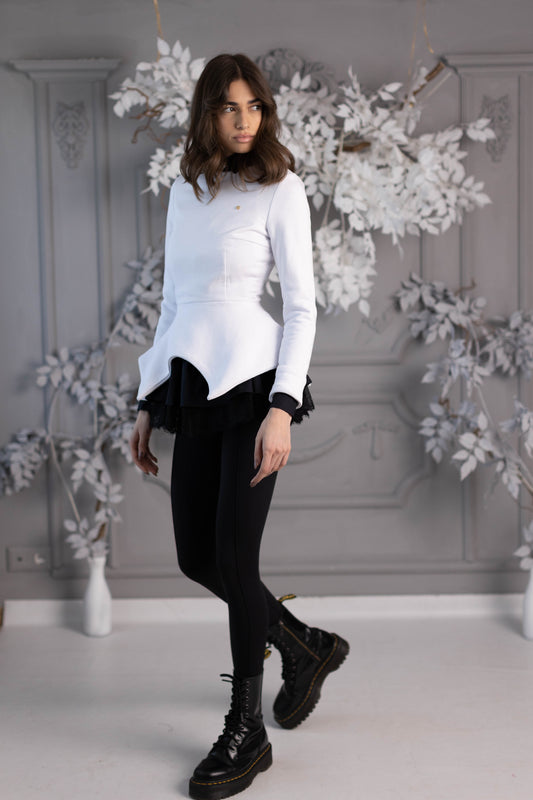 W. Black Shirt + White Blouse Set
