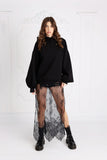 Hanorac  " Blush " cu spatele gol și mâneci clopot NEGRU Hanorac  " Blush " cu spatele gol și mâneci clopot NEGRU
