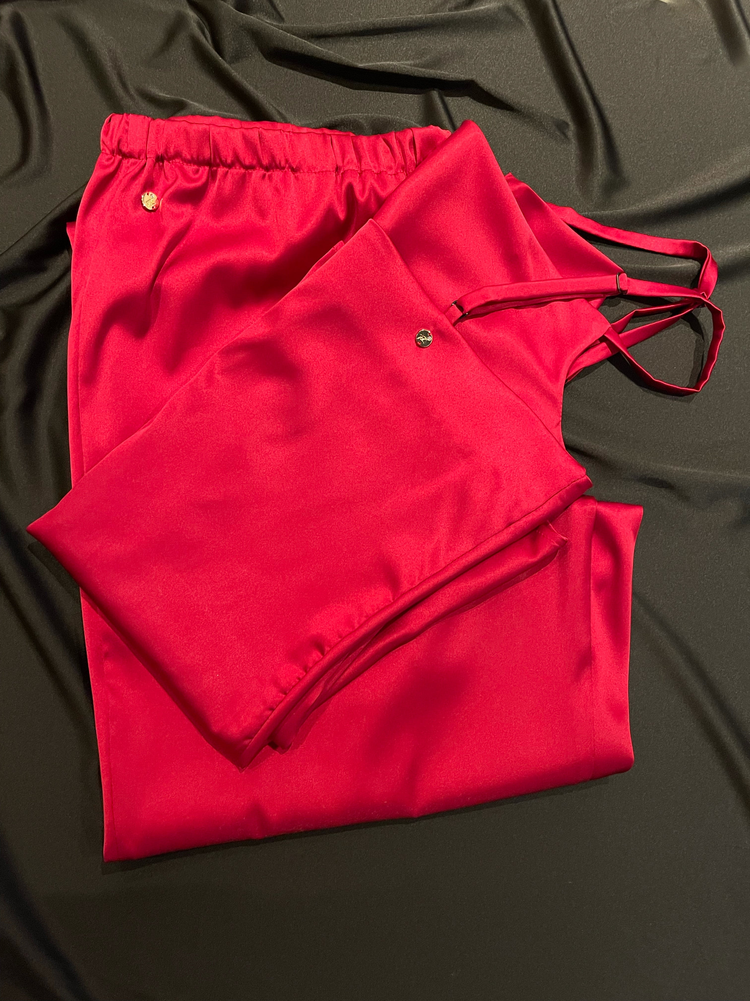 Set Satin Wave - Red Long Pants with Top Set Satin Wave - Red Long Pants with Top