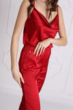 Set Satin Wave - Red Long Pants with Top Set Satin Wave - Red Long Pants with Top