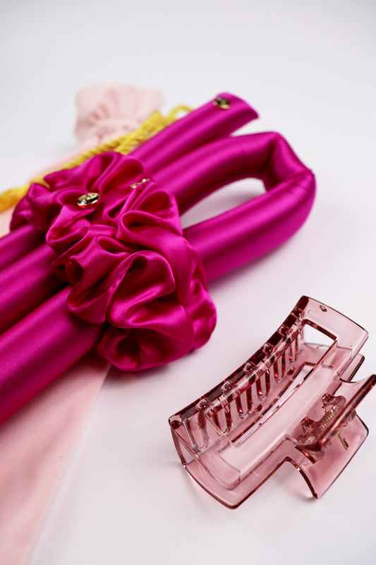 Rizador STANDARD sin Calor con elásticos de Seda Natural Fucsia
