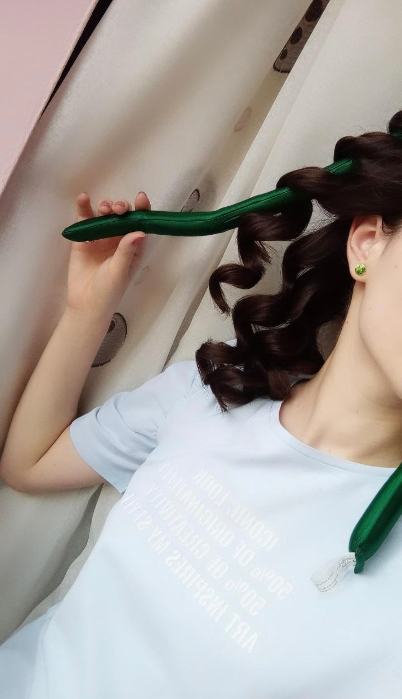 XXS Size Silk Heatless Curler with SILK Scrunchies Emerald Green XXS Size Silk Heatless Curler with SILK Scrunchies Emerald Green
