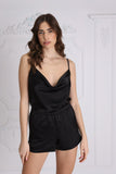 Set Satin Wave - Black Top + Shorts Set Satin Wave - Black Top + Shorts