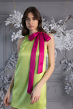 Vestido Corto Tafetán Línea A Verde Lima Vestido Corto Tafetán Línea A Verde Lima