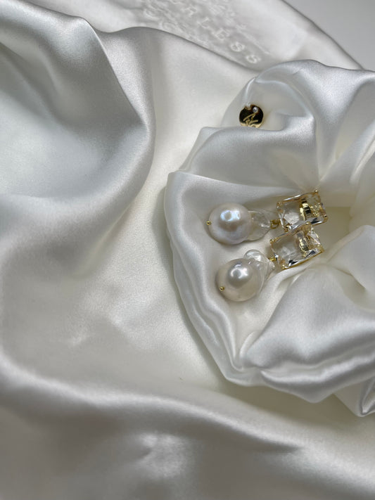 Earrings with Baroque Natural Pearl by Shirley Navone.