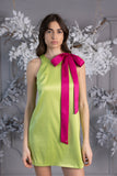 Vestido Corto Tafetán Línea A Verde Lima Vestido Corto Tafetán Línea A Verde Lima