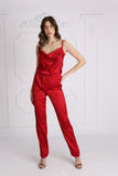 Set Satin Wave - Red Long Pants with Top Set Satin Wave - Red Long Pants with Top