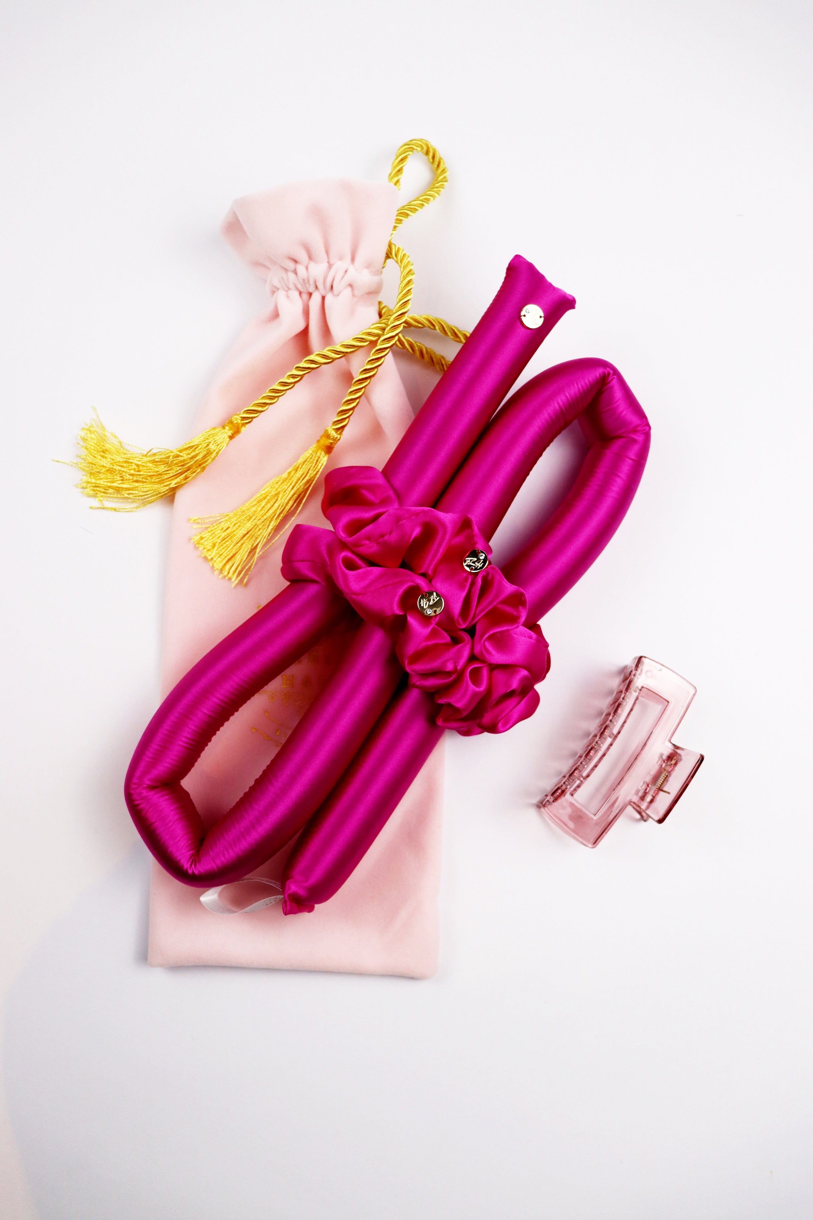 STANDARD Size Silk Heatless Curler with SILK Scrunchies  Fucsia STANDARD Size Silk Heatless Curler with SILK Scrunchies  Fucsia
