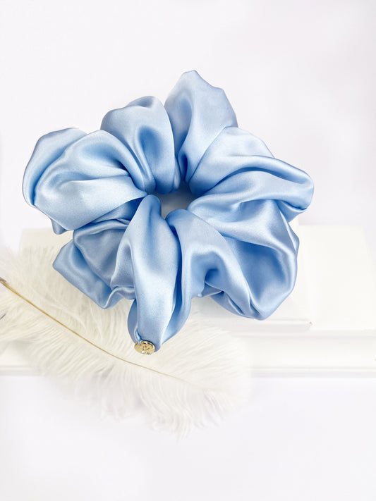 1 Large Mulberry Natural Silk Scrunchie in various colors.
