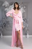 Halat satin Wave lung mânecă lungă evazată Baby Pink Halat satin Wave lung mânecă lungă evazată Baby Pink