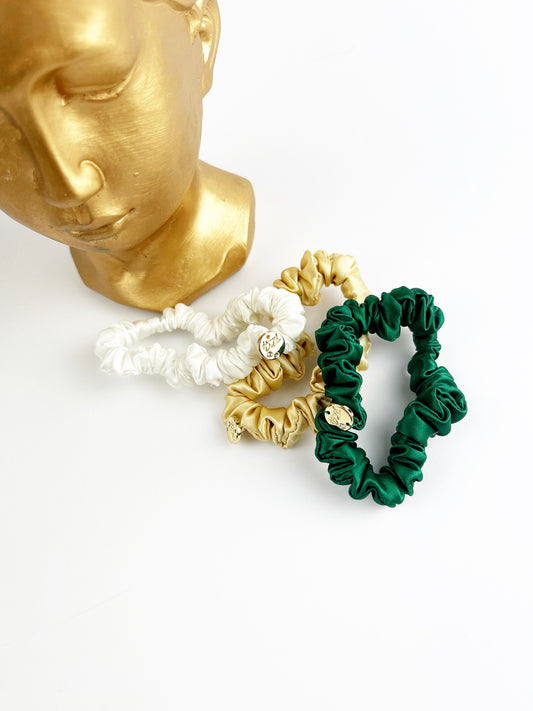 3 Small Natural Silk Elastic Bands Multi-color (colors of your choice)