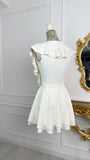 Rochie elasticǎ ALEXIS cu Volane print MILK